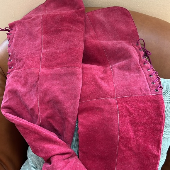 The Wild Pair Vintage Suede Over the Knee Lace Up Heeled Boots - Picture 11 of 12